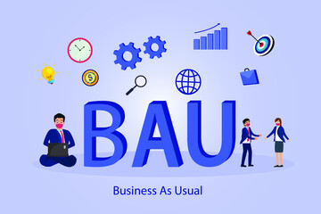 Business as usual (BAU) 2D flat vector concept for banner, website, illustration, landing page, flyer, etc