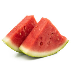 Sliced of watermelon (Citrullus lanatus) isolated on white background.concept of fresh fruit in the tropical.