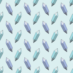 Blue crystals seamless repeat pattern design, geometric pattern design.