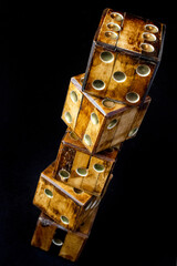 Set of giant wooden vintage gaming dice
