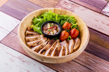 Grilled pork jowl Thai street food