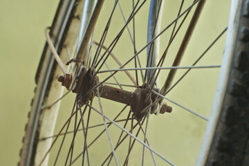 close up shot of bicycle tire or wheel