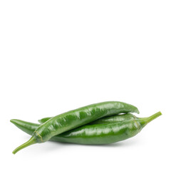 Fresh Green chili pepper isolated on white background, concept of vegetable ingredients in food.copy space for text