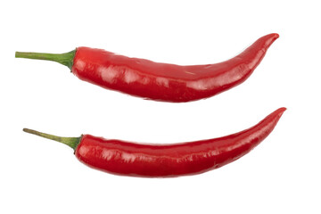 Fresh Red chili pepper with sliced isolated on white background, concept of vegetable ingredients in food