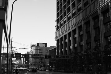 日本の都会の大通り