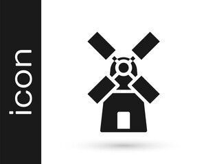 Black Windmill icon isolated on white background. Vector.