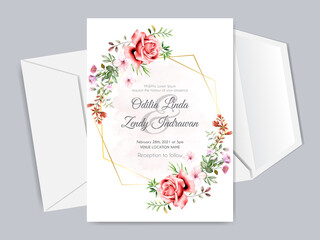 beautiful and elegant floral hand drawn wedding invitation card templates