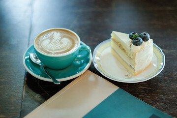 cappuccino and blueberry cheese cake