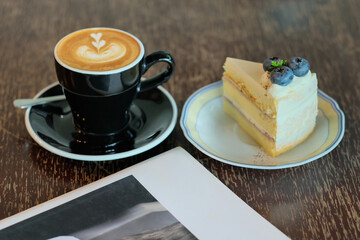 cappuccino and blueberry cheese cake