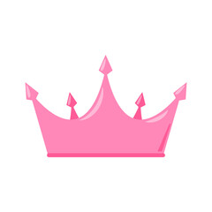 Princess Pink Crown Icon in Flat Style Isolated on white Background Vector Illustration EPS10
