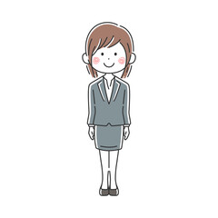 笑顔の日本人ビジネスウーマンのイラスト