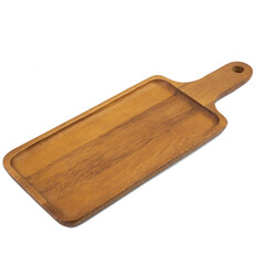 wooden plate for food isolated on white background.concept Handcraft cooking utensils