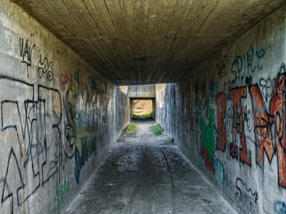 Concrete underpass on a country lane