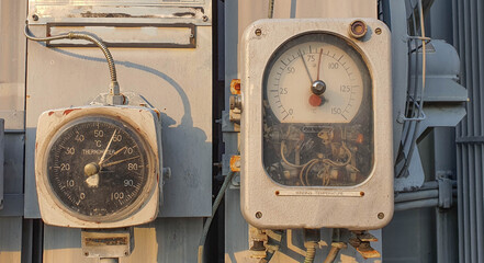 Old thermometer gauge, vintage tone