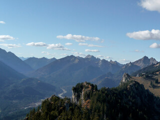 Mountain hiking tour to Sonnenberg mountain ridge, Bavaria, Germany