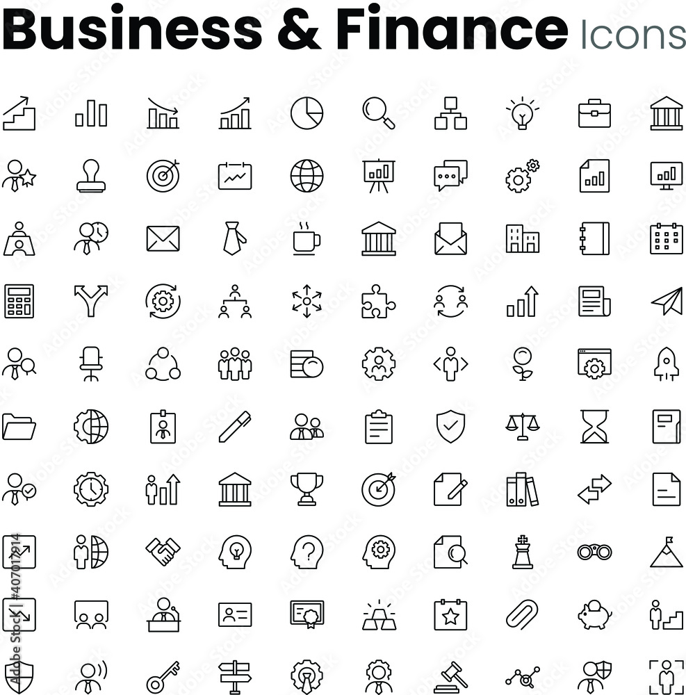 Wall mural Business and finance icon set