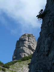 Mountain hiking through Ammergau Alps, Tyrol, Austria