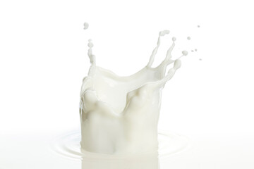 pouring of milk splash isolated white background