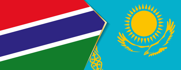 Gambia and  Kazakhstan flags, two vector flags.