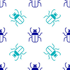 Blue Stink bug icon isolated seamless pattern on white background. Vector.