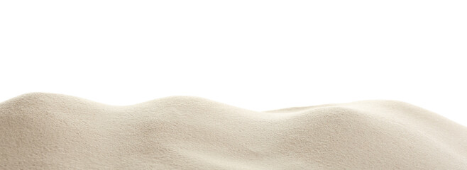 Heap of dry beach sand on white background