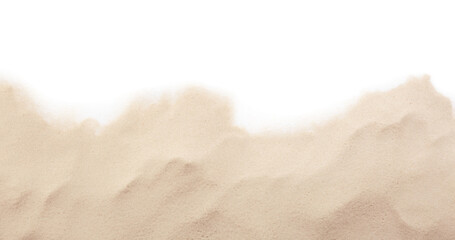 Dry beach sand on white background, top view