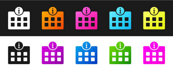 Set Information icon isolated on black and white background. Vector.