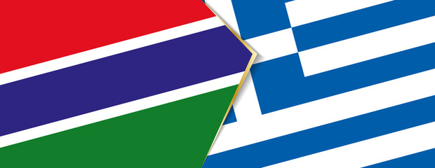 Fototapeta na wymiar Gambia and Greece flags, two vector flags.