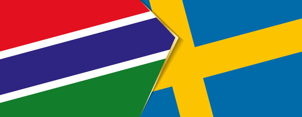 Gambia and  Sweden flags, two vector flags.