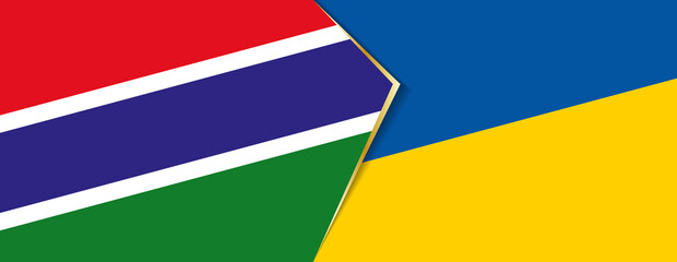 Gambia and  Ukraine flags, two vector flags.