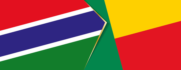 Gambia and  Benin flags, two vector flags.