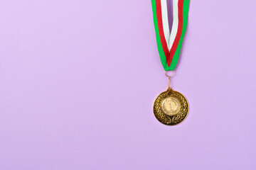 golden medal for the first place reward, success at the competition concept