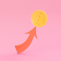 Bitcoin 3D trendy illustration.