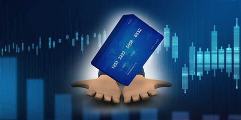 3d rendering  credit or debit card 
