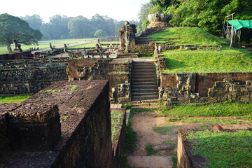 Elephant Terrace at Angkor Thom in Siem Reap, Cambodia, Ancient Khmer architecture.