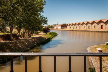 Canal de Castilla as it passes through the province of Palencia. Spain