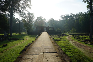 Sunlight and Straight road to Baphuon temple , Angkor Thom, Bayon, Khmer architecture in Siem Reap, Cambodia, Asia, UNESCO World Heritage
