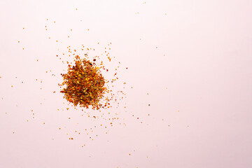 flat lay of simple collection of spice on the colorful surface, dry food