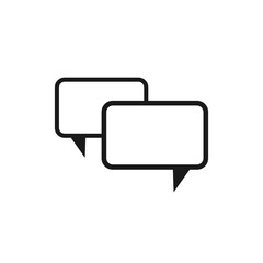 Naklejka premium two black line chat speech bubbles isolated on white background. Vector flat icon.