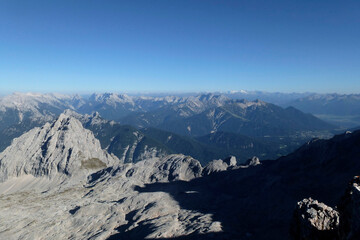 Fototapeta na wymiar Mountain hiking tour to Partenkirchner Dreitorspitze mountain, Bavaria, Germany
