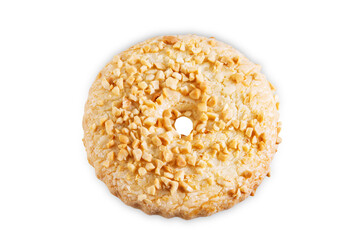 Shortbread cookies with peanuts on a white isolated background