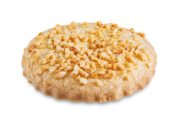 Shortbread cookies with peanuts on a white isolated background