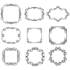 Vector Frames. Vintage frame set. Victorian Ornament Bundle. elegant frame and border illustrations. Isolated vector Frames. Blank Labels. Decorative Backgrounds. Silhouette Frames.