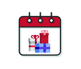 Simple gift box icon. gift recall calendar, calendar. design isolated on white. Giving and receiving gifts, birthday, full of fun.