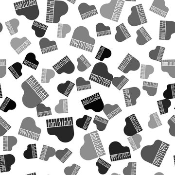 Black Grand Piano Icon Isolated Seamless Pattern On White Background. Musical Instrument. Vector.