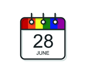 Colorful pride month calendar for festive parades and party events. Background with copy space.
