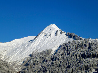 Fototapeta na wymiar Winter hiking tour to Hoher Frassen mountain, Raggal, Austria
