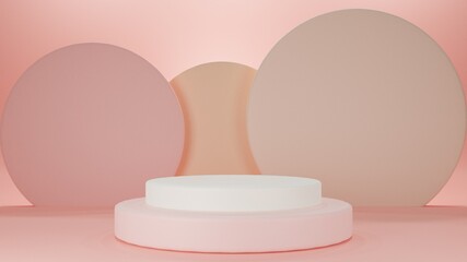 3D render pink love valentine abstract background product.Minimal geometry branding concept.Studio stand platform branding theme.