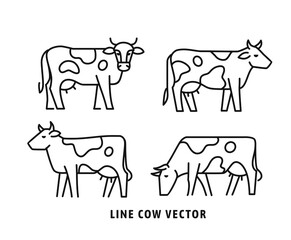 Fototapeta na wymiar Four Cow linear style icon