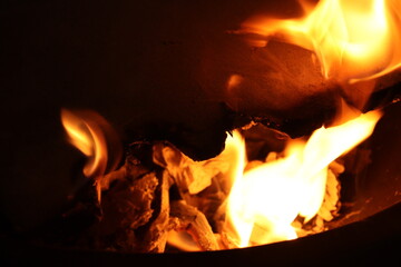 fire in fireplace